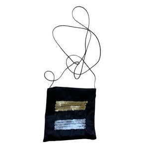 NEW CHANEL sateen sequined BLACK MAKEUP POUCH mini SHOULDER BAG PURSE